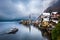 Hallstatt, Austria - Iconic view of world famous Hallstatt, the Unesco protected lakeside town with Hallstatt Lutheran Church