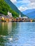 Hallstatt Austria. View at Hallstattersee Lake and Alps