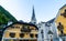 Hallstatt square in Austria Alps mountain