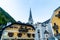 Hallstatt square in Austria Alps mountain