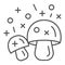 Hallucinogenic mushroom thin line icon, narcotic substances concept, psychedelic shrooms sign on white background, magic