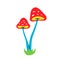 Hallucinogenic mushrooms. Magical mushroom. Psychedelic mushroom sketch in hippie 70s retro style. Vector illustration