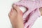 Hallux valgus, bunion in woman foot on white background