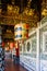 The hallway with lanterns of Khoo Kongsi clanhouse, a Hokkien clan temple in Georgetown in Penang, Malaysia