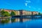 Halmstad, Sweden, July 12, 2022: Waterfront of Nissan river in S