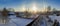 Halo effect of sun in Moscow region, Russia. Winter nature.