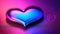 Halographic glossy heart on a neon pink-violet background. Background for Valentine& x27;s day.