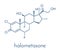 Halometasone topical corticosteroid drug molecule. Skeletal formula.