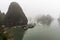 Halong Bay at foggy weather