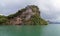 Halong Bay and its picturesque emerald-colored waters and scattered limestone rocks. Ha Long Bay foggy day landscape, Vietnam