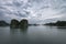 Halong bay Karst landforms in the sea, wonderful UNESCO World Heritage Site, Vietnam