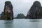 Halong bay panorama view Vietnam. Ha Long Bay foggy day landscape, Vietnam