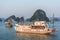 HALONG, VIETNAM - OCTOBER 12, 2016: Cruise boat at sunrise Halong