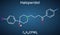 Haloperidol molecule, is antipsychotic medication. Structural chemical formula on the dark blue background
