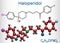Haloperidol molecule, is antipsychotic medication. Structural chemical formula and molecule model