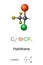 Halothane, ball-and-stick model, molecular and chemical formula