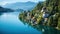 Halstatt over lake, Austria