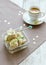 Halva pistachio and cup of coffee