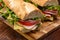 Halved Baguette Sub Sandwich Closeup