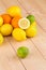 Halved citrus fruits