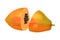 Halved Papaya Fruit Showing Orange Flesh and Numerous Black Seeds Vector Illustration