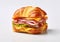Ham and cheese large sandwich with croissant bun on white background.Macro.AI Generative