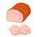 Ham Meat, Prosciutto. Smoked ham isolated, delicious sliced ham for delicatessen uses