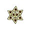 Hamantaschen. Cakes with poppy gomentashn on Purim. Lined in the form of a Star of David Vector illustration