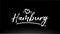 hamburg black and white city hand written text with heart logo