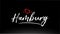 hamburg city hand written text with red heart logo