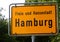 The hamburg city road sign