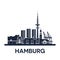 Hamburg city skyline, Germany, detailed version, solid color