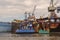 Hamburg, Germany - July 07, 2014: View from ferry at dry dock at Norderwerft Repair Ltd.