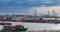 Hamburg, Germany-July 15, 2023, View of the Koehlbrand Bridge from the water.