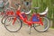 HAMBURG, GERMANY - July 16, 2020: Rental bikes of `Stadtrad Hamburg` waiting for guests in Hafencity