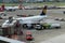 HAMBURG; GERMANY; JULY 27, 2016: Aircrafts, tanker truck and var