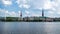 HAMBURG, GERMANY - June 19, 2019 view to office buildings and shopping center situated by the river Inner Alster