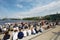 HAMBURG, GERMANY - MAY 2019 Hamburg City Tourist Boats at Inner Alster 0182