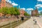 Hamburg, Germany: View of the embankment in the HafenCity district