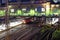 Hamburg main station at night with railroad tracks and tower clock picture was taken 10 July 2017