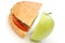 Hamburger and apple