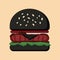 Hamburger black fast food
