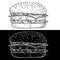 Hamburger. Black and white hand drawn sketch