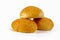 Hamburger buns sprinkled with sesame seeds, isolated on a white background