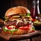 hamburger burger with beef - generative Ai illustration