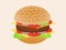 Hamburger or burger isolated on background.