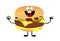 Hamburger character. Double toast. Vector illustration. Fast food