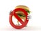 Hamburger character with forbidden sign
