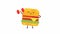 Hamburger character holding dumbbell. Alpha channel