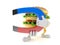 Hamburger character holding horseshoe magnet